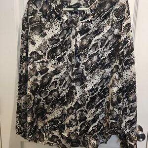 Women's Brown and White Snake Print Blouse